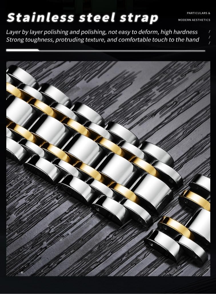 أوليفز ساعات رجالية عصرية من الستانلس ستيل كوارتز كرونوغراف مقاومة للماء 2856 - Image 5