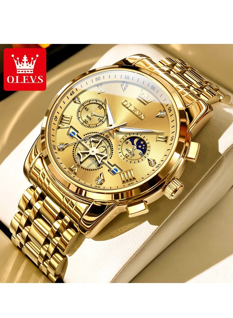 أوليفز ساعات رجالية عصرية من الستانلس ستيل كوارتز كرونوغراف مقاومة للماء 2856 - Image 1