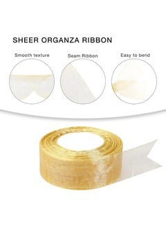 Ocean 2cm x 45 Meters Sheer Organza Ribbon Gold Chiffon Ribbon for Crafting, Gift Wrapping, Party Favors, Wedding Bouquet Crafts, Bow Making, Bouquets, Sewing Projects & Craft Supplies  - Image 5