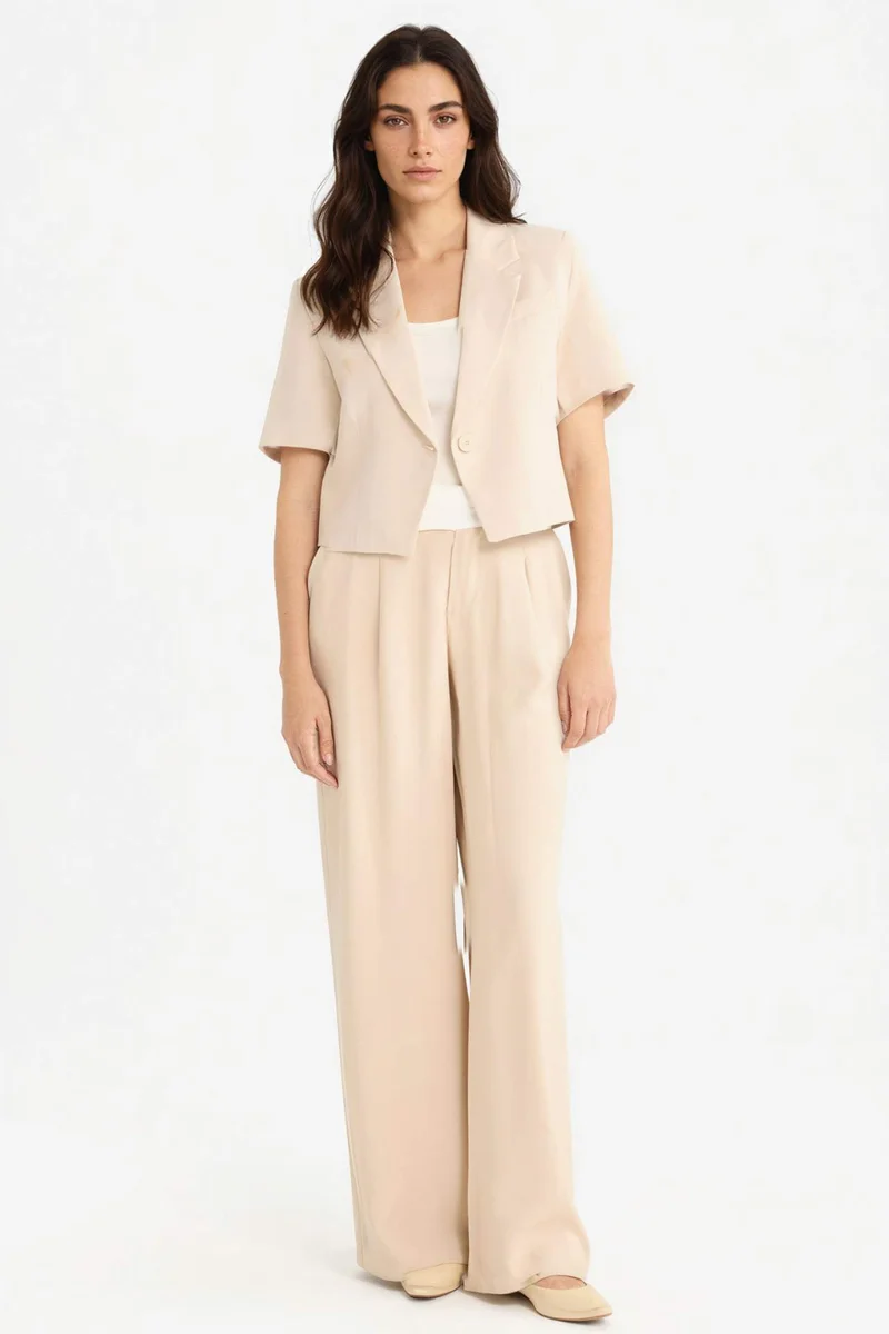 ديفاكتو Wide Leg Normal Waist Straight Leg Modal Trousers