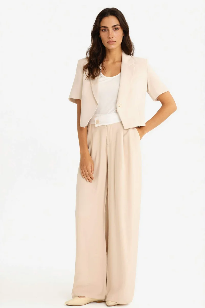 ديفاكتو Wide Leg Normal Waist Straight Leg Modal Trousers