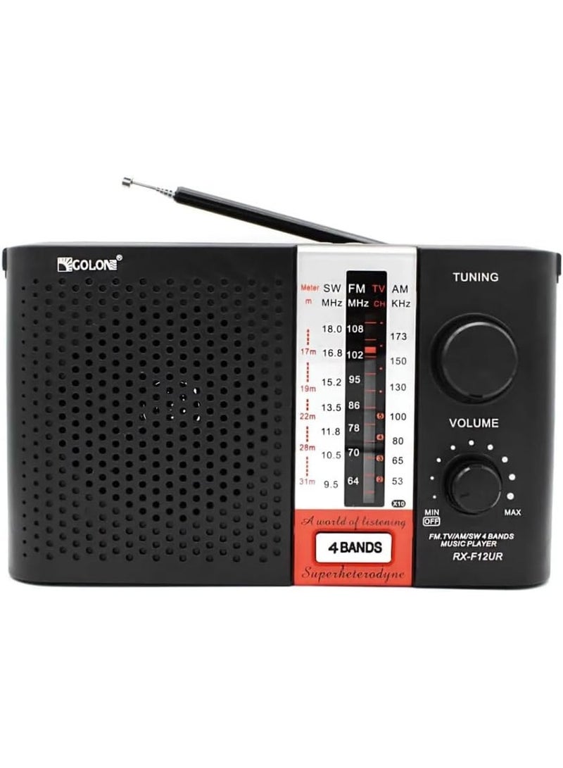 Golon Rechargeable Portable Multi-Band Radio with FM/AM/SW Reception, USB & TF Card MP3 Player, Loud Speaker, Built-in Rechargeable Battery, Compact Travel Radio for Home, Camping, Outdoor & Emergency Use (RX-F12UR) - Image 2