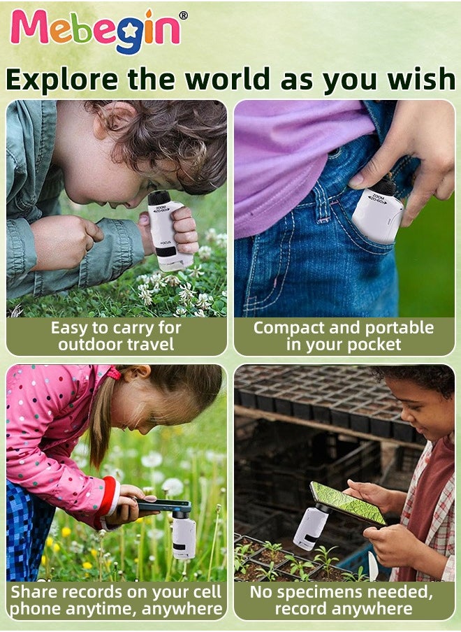 MEBEGIN Portable Microscope for Kids, Handheld Microscope, LED Lighted Pocket Microscopes, Science Toys, Fun Educational Toy, Suitable for Field, Classrom or Lab, Ideal Gift for Kids Aged 6+, 1 AAA Batteries Required(Not Included), 4.5*3*9.6cm  - Image 5