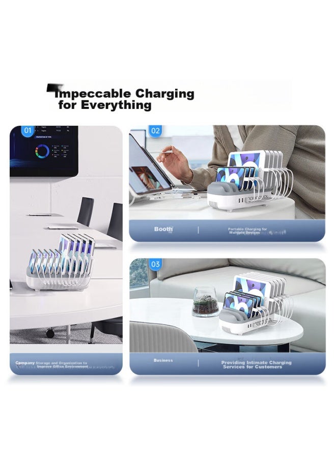 Orico Multi-port Charger, 120w High Power, 10 Usb Ports, For Apple And Huawei Phones, Ipad Charging Station With Stand Design, With Ten Charging Cables, Duk-10p Black - Image 2