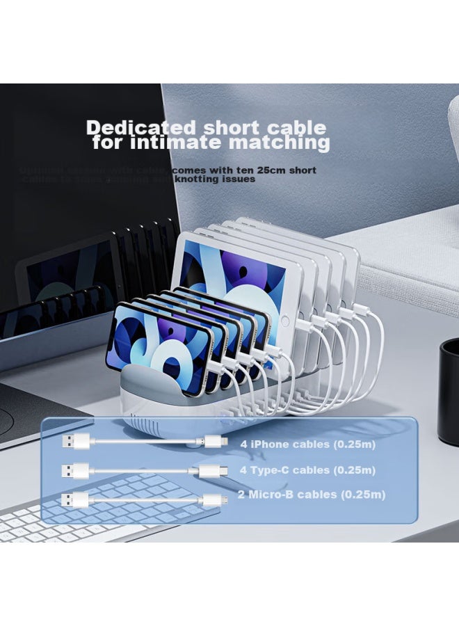 Orico Multi-port Charger, 120w High Power, 10 Usb Ports, For Apple And Huawei Phones, Ipad Charging Station With Stand Design, With Ten Charging Cables, Duk-10p Black - Image 5