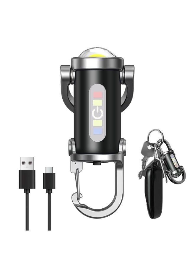 Chabeia Rechargeable Keychain Flashlights, 800 Lumens EDC Mini Flashlights, COB Keychain Work Light Flashlights 7 Light Modes, Bright Mini Keychain Light for Walking, Searching and Hiking - Image 1