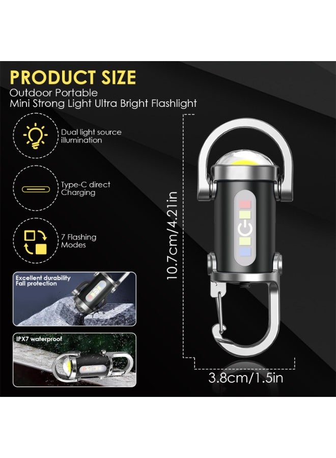 Chabeia Rechargeable Keychain Flashlights, 800 Lumens EDC Mini Flashlights, COB Keychain Work Light Flashlights 7 Light Modes, Bright Mini Keychain Light for Walking, Searching and Hiking - Image 2