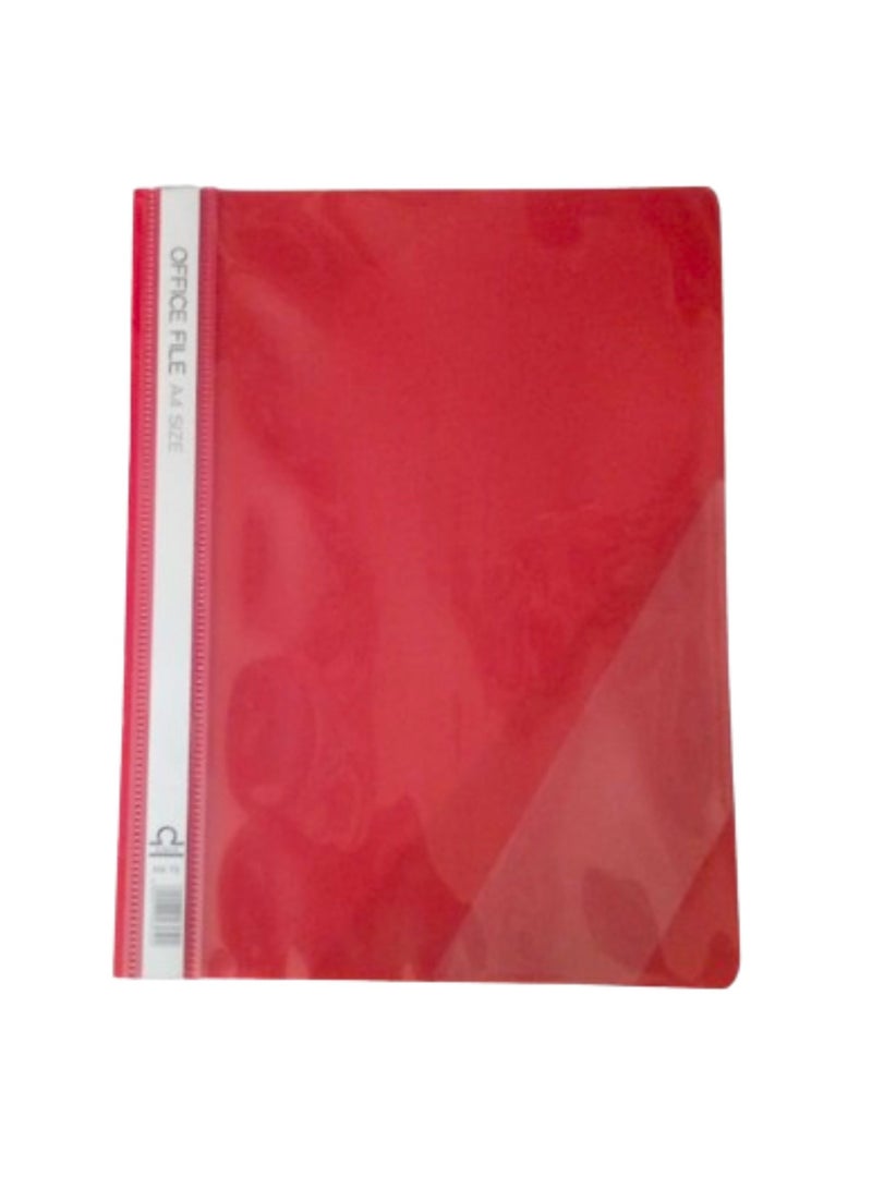 Libra A4 Office File Clear Front Report Covers Project File with Fasteners for School Office Report File Matte Materials with Side Pocket RED Color Office organiser Document Organiser-6pc/Pack - Image 1