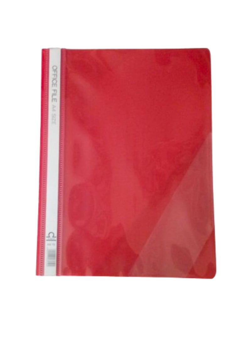 Libra A4 Office File Clear Front Report Covers Project File with Fasteners for School Office Report File Matte Materials with Side Pocket RED Color Office organiser Document Organiser-6pc/Pack - Image 2
