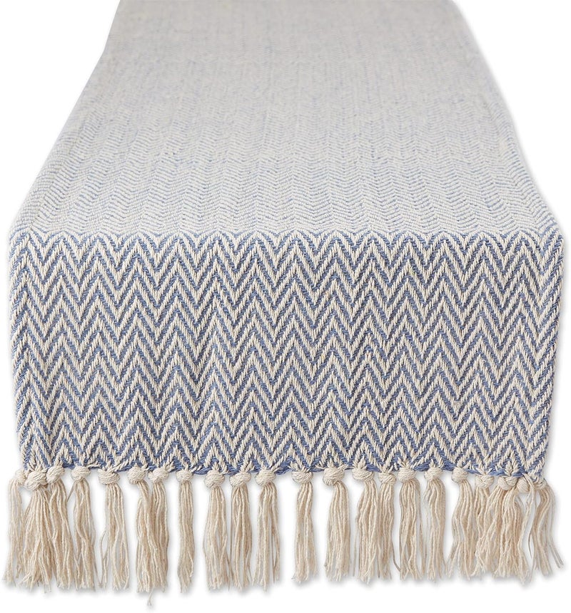 DII Basic Tabletop Collection Chevron Table Runner, 15x108, Stone Blue (Woven) - Image 1