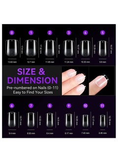 Remy Belle XS Soft Gel Nail Tips Square 240 Pcs of 12 sizes Kit  - Image 4