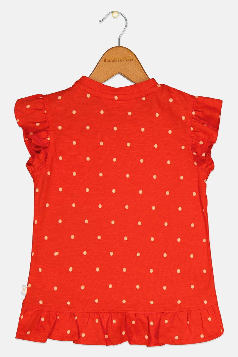 Hamleys Toddlers Girl Crew Ruffle Sleeve Top, Multicolor - Image 3