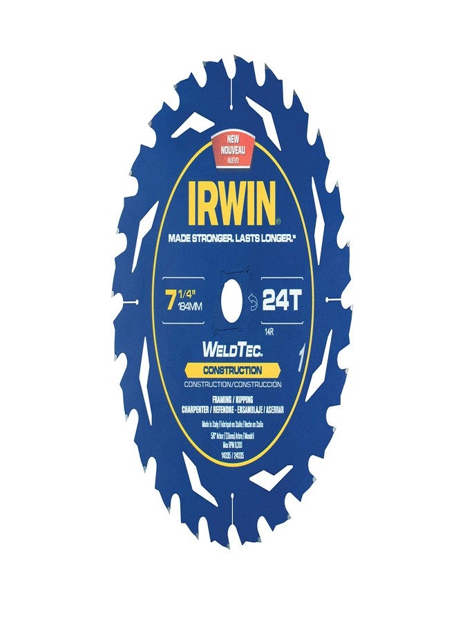 IRWIN Tools Marathon WeldTec Corded Circular Saw Blade, 7 1/4-inch, 24T (14035) - Image 1