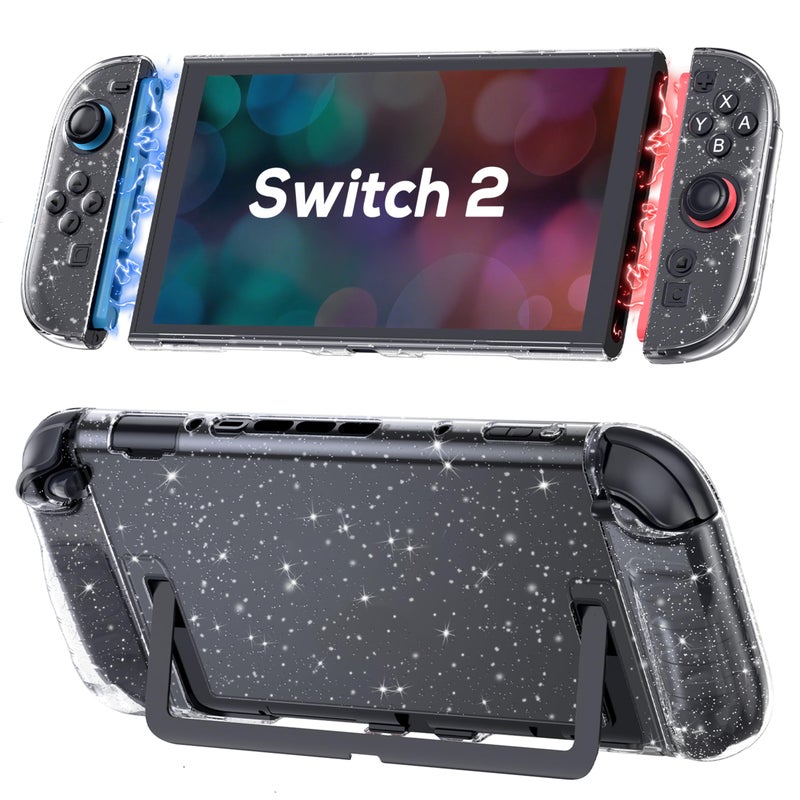 TIKOdirect Clear Dockable Case Compatible with Nintendo Switch 2(2025), Slim Protective PC Case for Joy-Con Grip Cover, Hard Shell with Anti-Scratch and Shock-Absorption, Glitter - Image 1