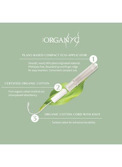 ORGANYC Organyc 100% Certified Organic Cotton Tampons, Plant-Based Eco-Applicator, Regular Flow, 16 Count(Pack of 1)  - Image 2
