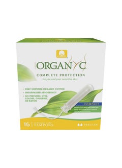 ORGANYC Organyc 100% Certified Organic Cotton Tampons, Plant-Based Eco-Applicator, Regular Flow, 16 Count(Pack of 1)  - Image 1