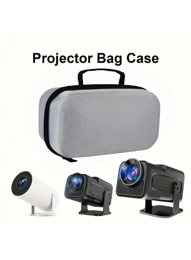 Gray Hard Shell Storage Case For HY300 Pro Projector Durable Travel Organizer With Accessory Mesh Pocket - Image 1