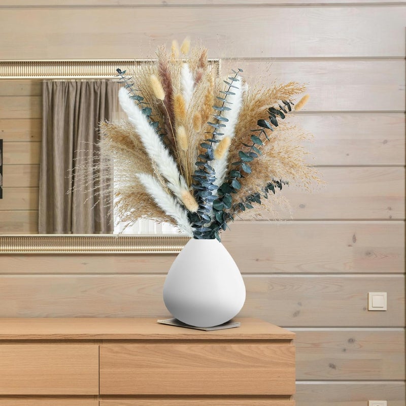 Kocat Pampas Grass Decor, Dried Flower Bouquet with Bunny Tail Grass, Pampas Grass & Eucalyptus, Boho Centerpieces for Tables & Floors - Dried Floral Arrangement, Fall Grass & Stylish Olive Green Wall Décor - Image 2