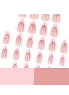 JOSQUEWNN Press on nails,24PCS,Minimalist Short Almond-Shaped French Pink 3D Nail Tips, Fashionable and Reusable Fake Nails that Perfectly Showcase Elegance and Individuality,Fake Acrylic Nails With Glue Kit.  - Image 2