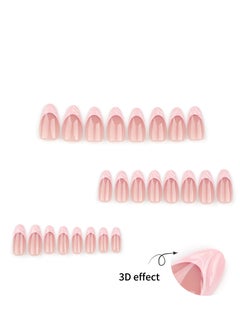 JOSQUEWNN Press on nails,24PCS,Minimalist Short Almond-Shaped French Pink 3D Nail Tips, Fashionable and Reusable Fake Nails that Perfectly Showcase Elegance and Individuality,Fake Acrylic Nails With Glue Kit.  - Image 3