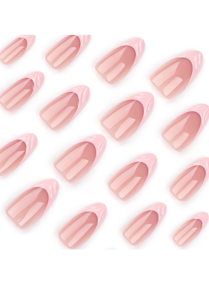 JOSQUEWNN Press on nails,24PCS,Minimalist Short Almond-Shaped French Pink 3D Nail Tips, Fashionable and Reusable Fake Nails that Perfectly Showcase Elegance and Individuality,Fake Acrylic Nails With Glue Kit.  - Image 5