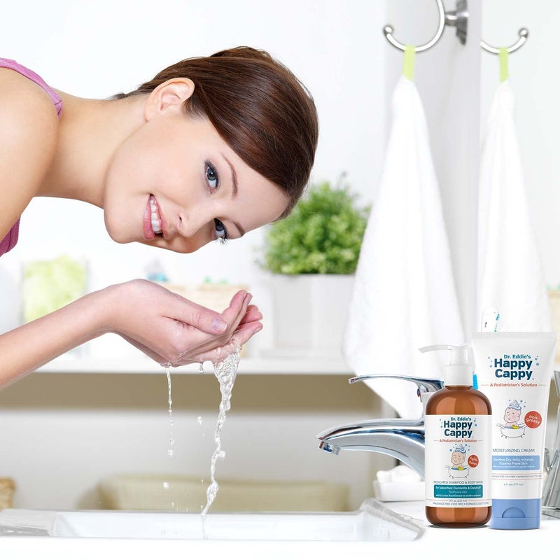 هابي كوبي Medicated Shampoo and Body Wash and Moisturizing Cream Bundle - Baby Dandruff Shampoo, Eczema Lotion for Kids, Helps Cradle Cap and Seborrheic Dermatitis, Reduces Redness, Fragrance-Free - Image 4