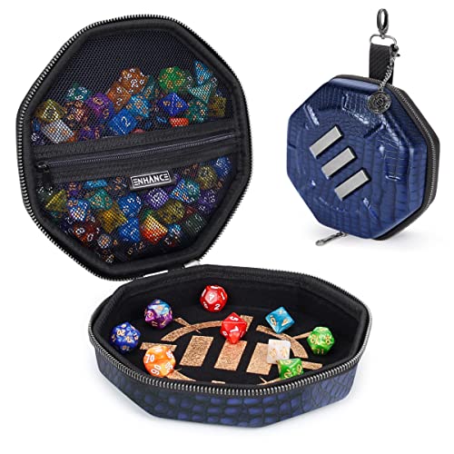 ENHANCE DND Dice Tray and Dice Case  Collectors Edition DND Dice Holder for up to 150 DD Dice with Rugged Exterior and Protective Interior  Dice Rolling Tray Perfect for Game Night Dragon Blue - Image 1