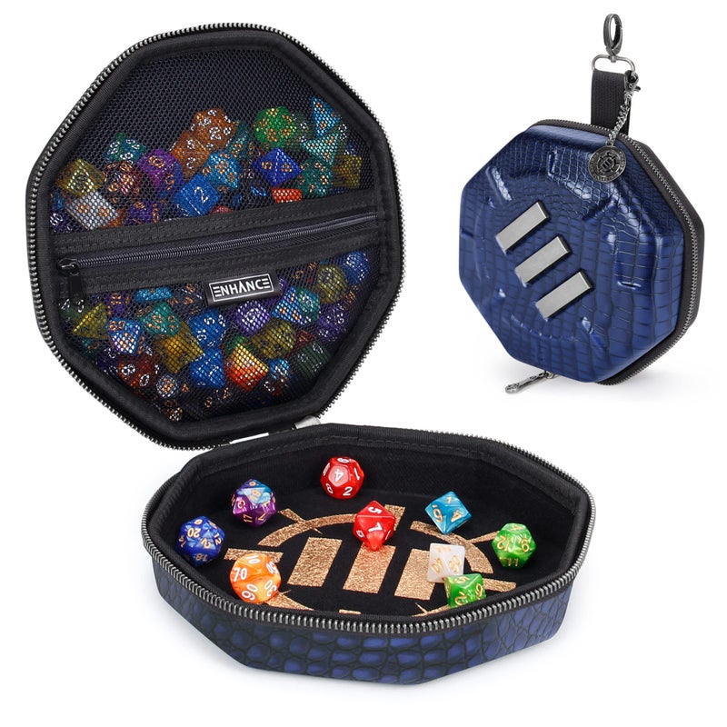ENHANCE DND Dice Tray and Dice Case  Collectors Edition DND Dice Holder for up to 150 DD Dice with Rugged Exterior and Protective Interior  Dice Rolling Tray Perfect for Game Night Dragon Blue - Image 3