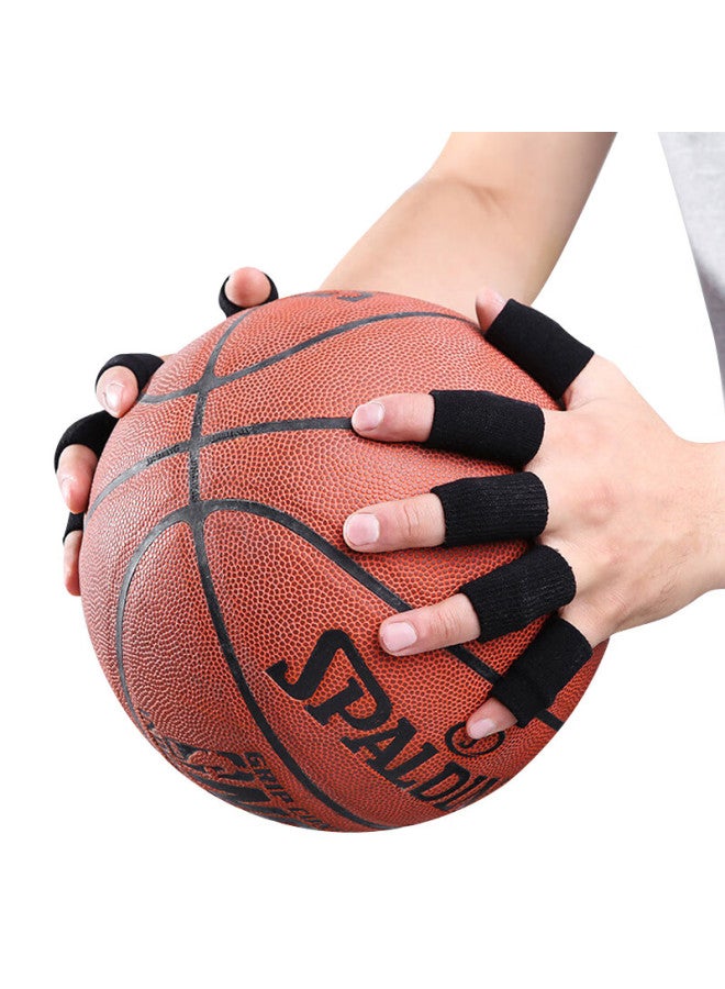 chidong Chidong Basketball Volleyball Finger Joint Protector, Anti-sprain Sports Non-slip Elastic Bandage Finger Sleeve, Black, 10 Pieces - Image 1