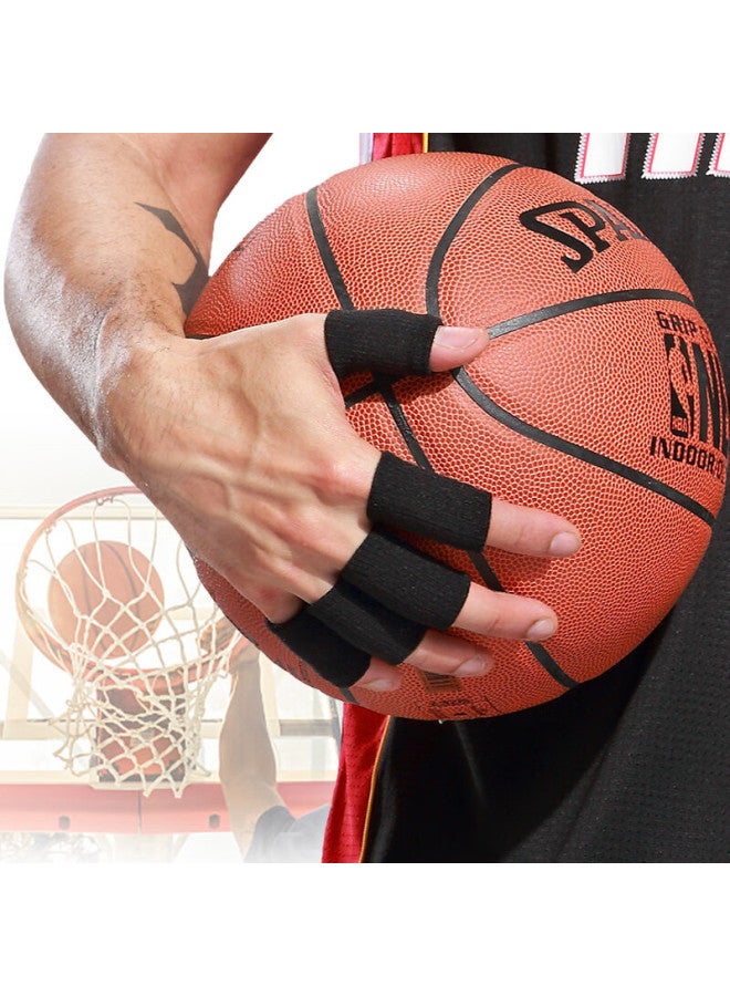chidong Chidong Basketball Volleyball Finger Joint Protector, Anti-sprain Sports Non-slip Elastic Bandage Finger Sleeve, Black, 10 Pieces - Image 4