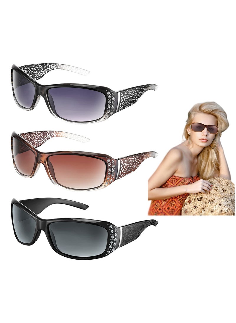 SYOSI Rhinestone Sunglasses Women Retro Wrap Around Sunglasses Crystal Oversized Bling Glasses Vintage Sunglasses Women Men for Driving Fishing Shopping - Image 1
