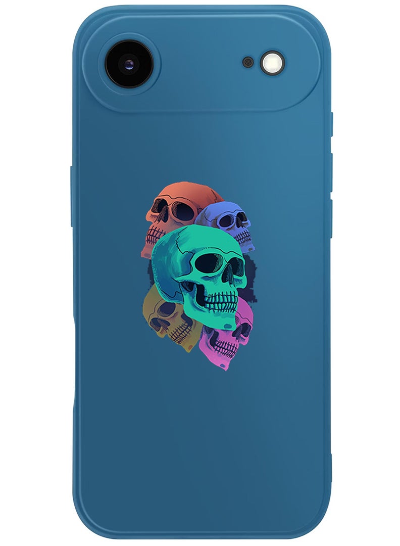 Theodor Protective Slim Fit Case Liquid Silicone Cover with Full Body Protection Anti-Scratch Shockproof Case For Apple iPhone 17 Air (Blue) Colourful Skull - Image 1