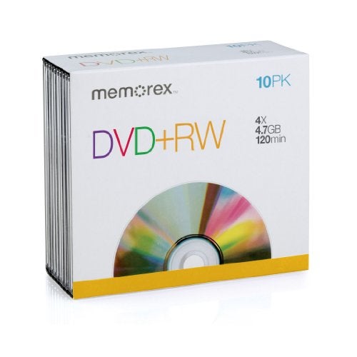 Memorex MEM05509 DVD plus RW 4.7GB Slim 4x Discs, 10 Pack - Image 1