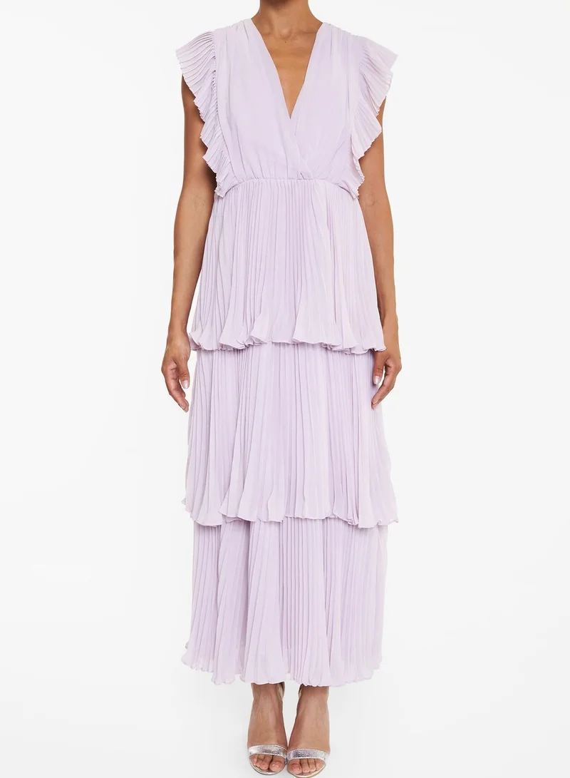 ترو ديكادينس Beatrice Lilac Pleated Tiered Midaxi Dress
