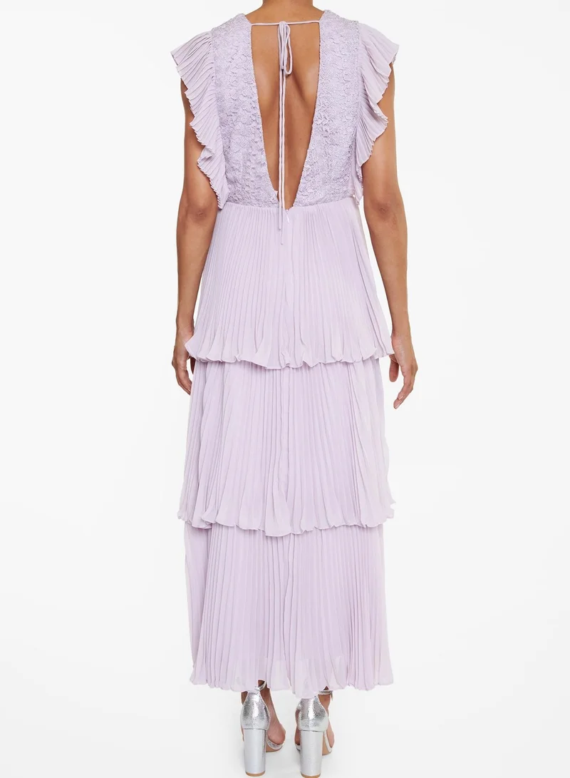 ترو ديكادينس Beatrice Lilac Pleated Tiered Midaxi Dress