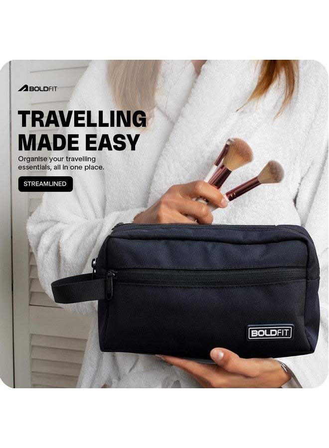 BOLDFIT Boldfit Toiletry Bag for Men & Women Makeup Pouch, Travel Essentials Travel Organizer Travel Pouch for Men for Travel Kit for Toiletries, Wash Bag - Black, 18 Cm Width  - Image 2