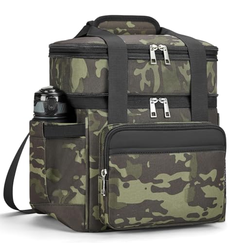 holuxer Insulated Lunch Bag Lunch Box for Men Double Deck Reusable Lunch Bag for Women Tote Cooler Bag Leakproof Soft Expandable Extra Large Lunchbox for WorkAdultPicnicOutdoor Camo22L - Image 1