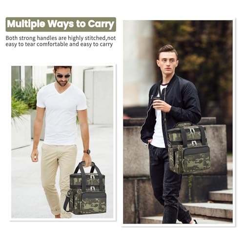 holuxer Insulated Lunch Bag Lunch Box for Men Double Deck Reusable Lunch Bag for Women Tote Cooler Bag Leakproof Soft Expandable Extra Large Lunchbox for WorkAdultPicnicOutdoor Camo22L - Image 3