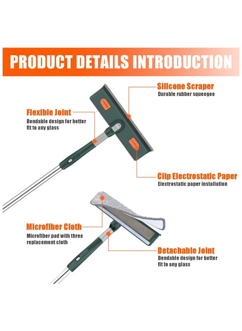 Generic - 210cm Extendable Window Cleaning Equipment 2 in 1 Window Cleaning Kit, Cleaning Pole and Window Squeegee Cleaner with Bendable Head for Cleaning High Windows - Image 1