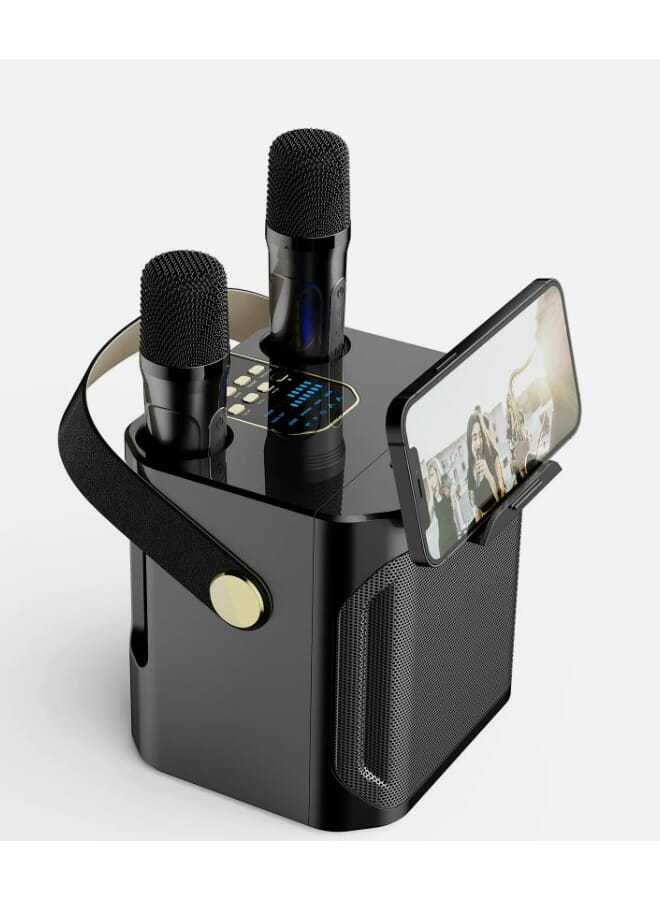 Wireless Karaoke Speaker With Two Wireless Microphone Black 