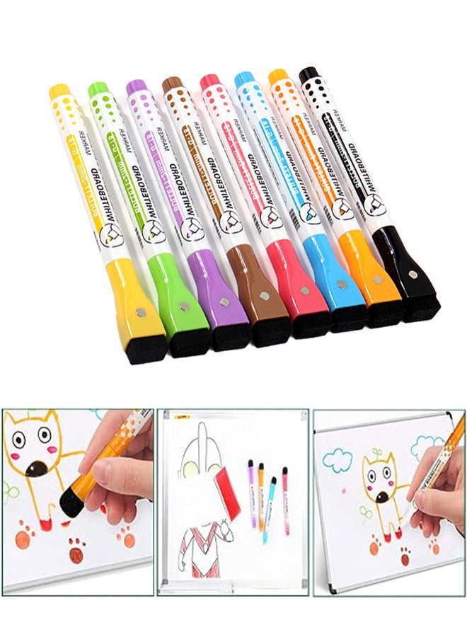 Generic 8Pcs Magnetic Dry Erases Marker White Boards Marker Pen Whiteboard Marker With Erasers Work On White Boards Fine Tip Point Whiteboard Marker Magnetic Whiteboard Pens And Eraser Set Fine White Boards  - Image 3