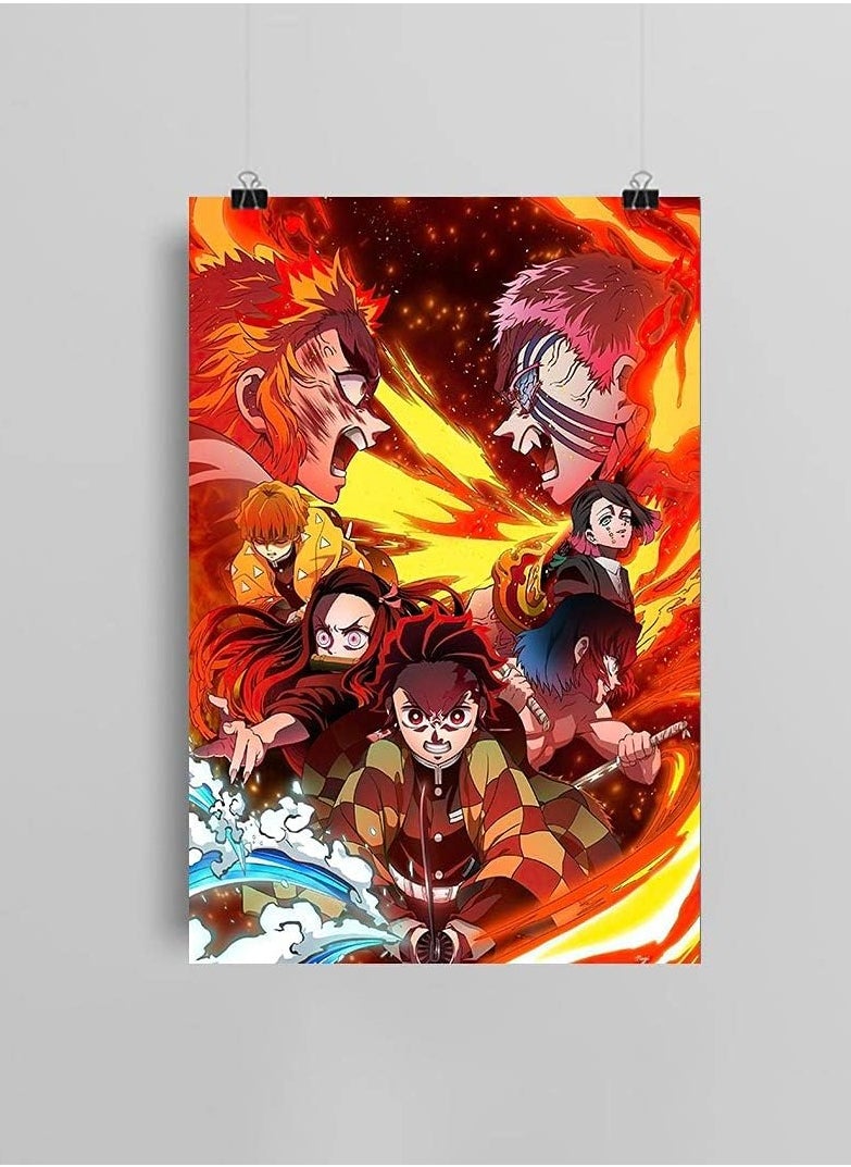 Today Idea - Demon Slayer Poster, Kimetsu No Yaiba, Anime Room Decor, Dorm Posters, Wall Posters & Prints, Bedroom Decor Aesthetic, College For Dorms, Frameless, 12 X 18 Inch - Image 1