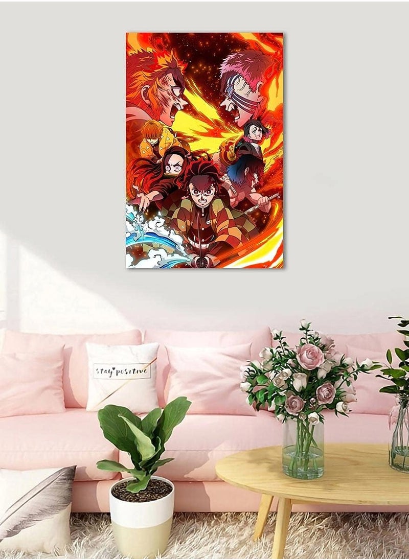 Today Idea - Demon Slayer Poster, Kimetsu No Yaiba, Anime Room Decor, Dorm Posters, Wall Posters & Prints, Bedroom Decor Aesthetic, College For Dorms, Frameless, 12 X 18 Inch - Image 1