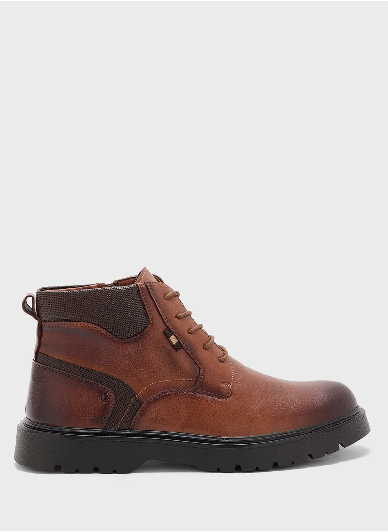 Robert Wood Ankle Lace Up Biker Boots