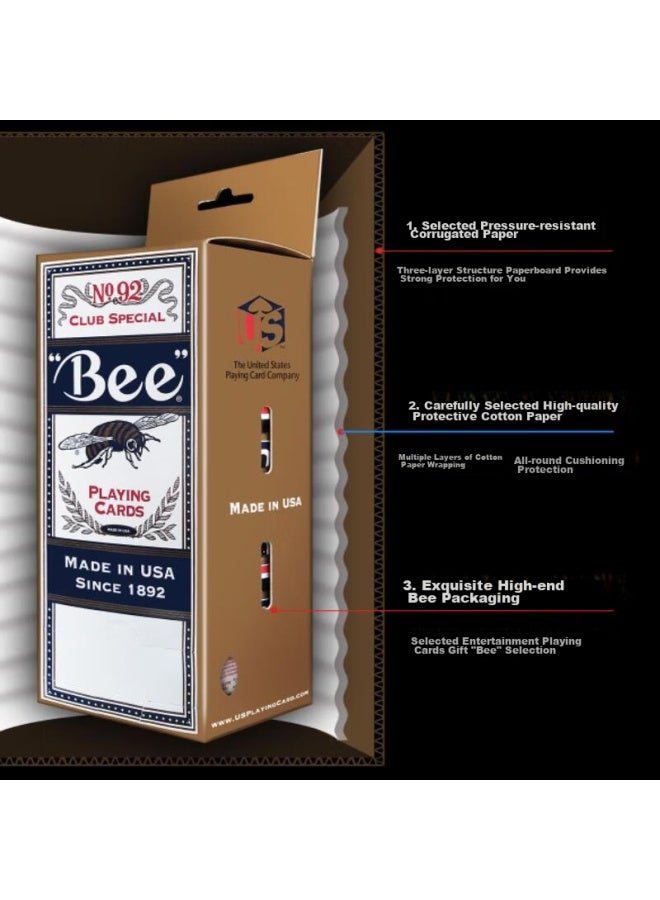 Bee Bee Poker Cards, Texas Hold'em Playing Cards, Wide Cards, Black Core Paper, Durable, One Pack, 12 Decks (6 Red, 6 Blue) - Image 2