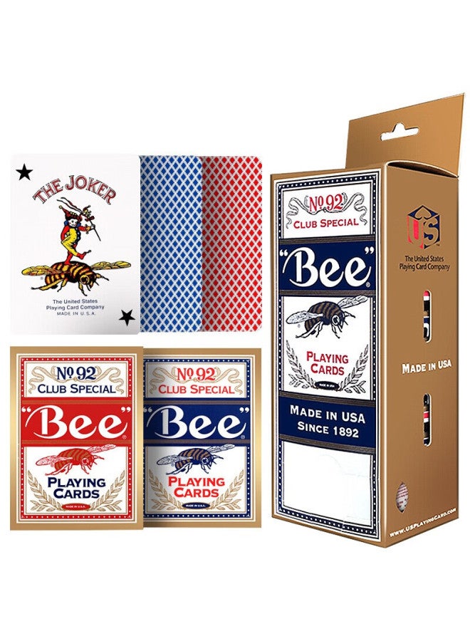 Bee Bee Poker Cards, Texas Hold'em Playing Cards, Wide Cards, Black Core Paper, Durable, One Pack, 12 Decks (6 Red, 6 Blue) - Image 1