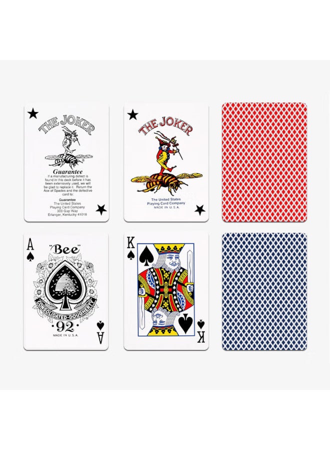 Bee Bee Poker Cards, Texas Hold'em Playing Cards, Wide Cards, Black Core Paper, Durable, One Pack, 12 Decks (6 Red, 6 Blue) - Image 5