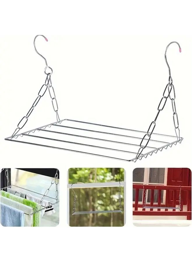 Small Stainless Steel Over The Door Drying Rack For Laundry Organizer - Image 2