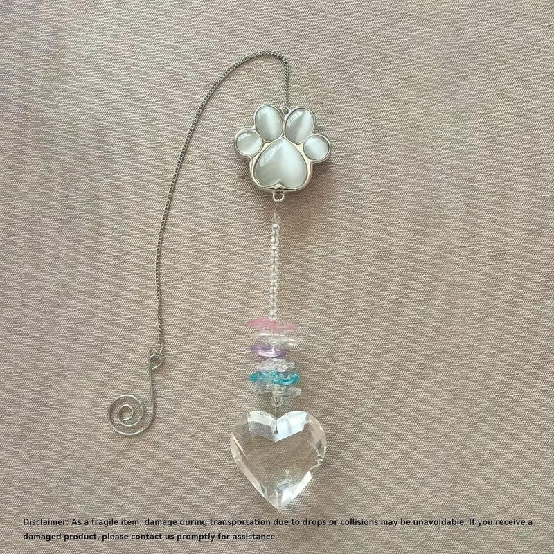 AMETHUARTZ Pet Memorial Gifts for Dogs, Loss of Cat Sympathy, Remembrance Bereavement Crystal Suncatcher with Natural Cat's Eye Stone Paw, Rainbow Bridge Memorial Gift for Passing Away Loving Pets - Image 3