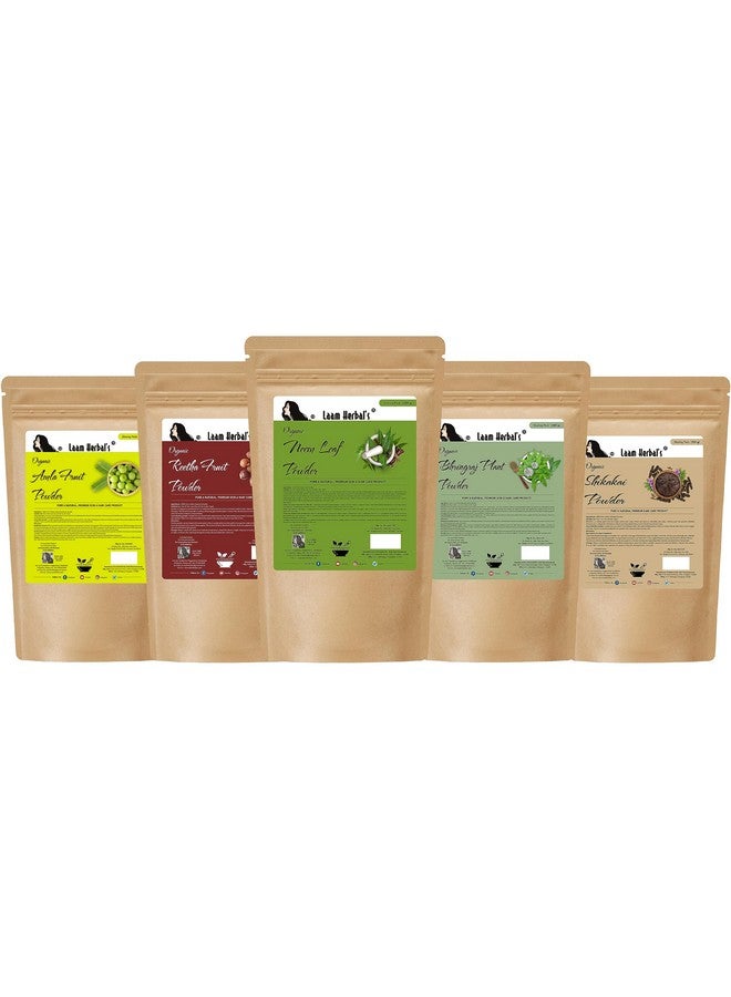 Laam Amla, Reetha, Shikakai, Bhringraj & Neem Powder| Results In One Wash | Long, Strong & Natural Hair (5X250 G) - Image 1